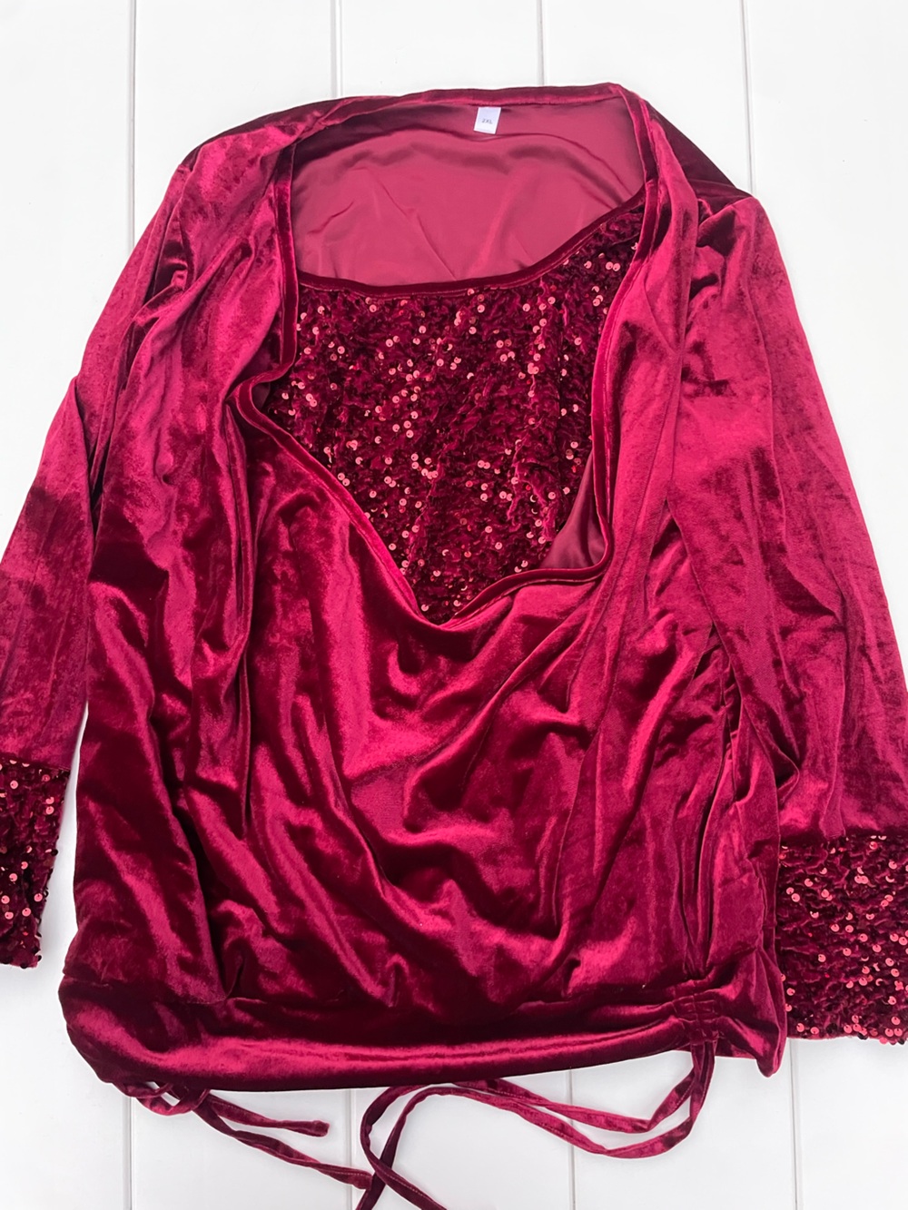 Unbranded Festive Velvet Sequin Dress Top, Size 2XL